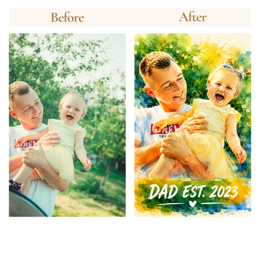 Custom Dad Portrait Poster — Watercolor Style