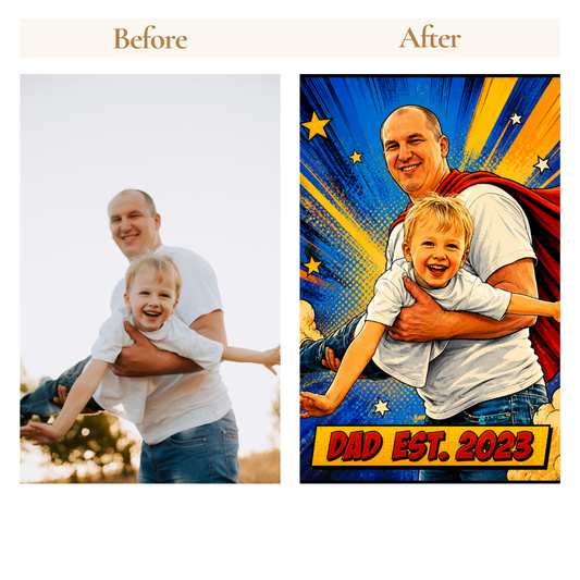 Custom Dad Portrait Poster — Superhero / Comic Style